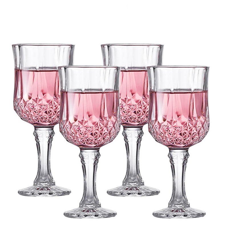 Glow In The Dark Party Glasses - バーパーティー用の透明なシャンパンカップ、赤ワイングラス、クリスタルダイヤモンドペインティングカップ、高級セット、4個