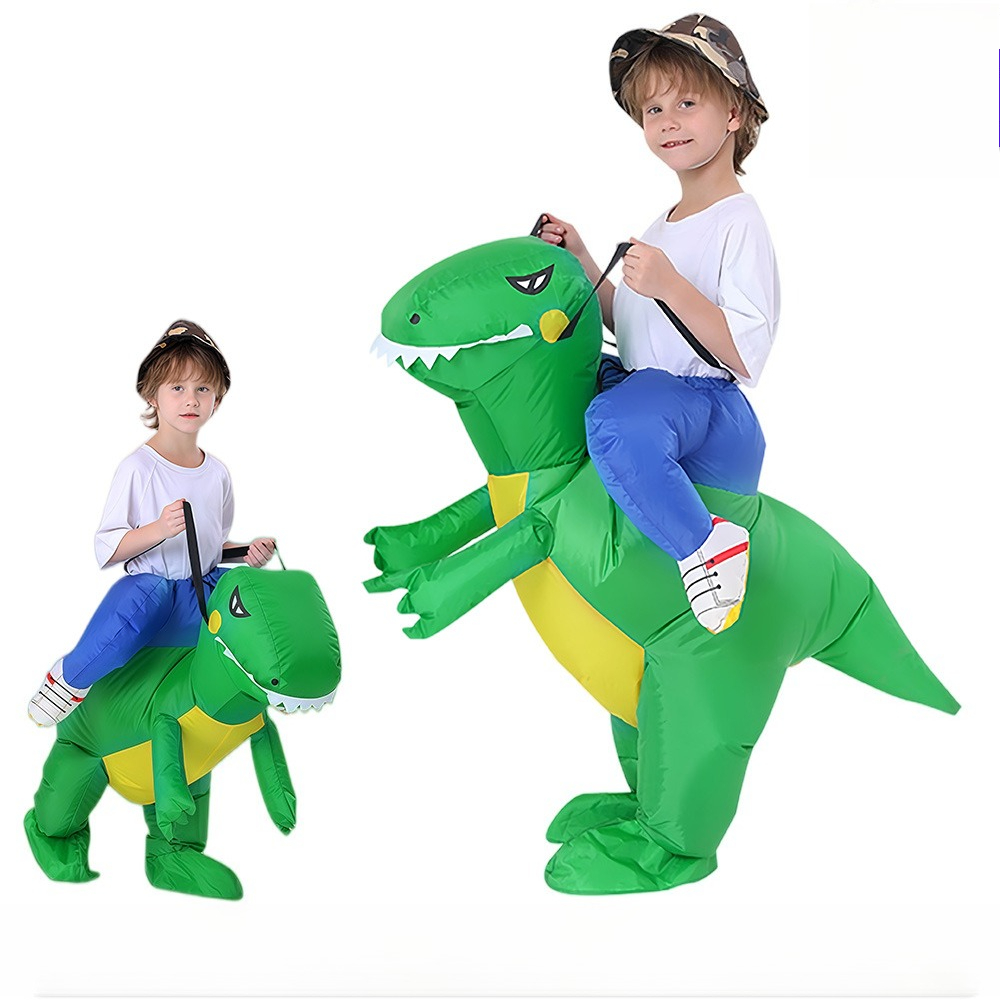 Costumes - ZOETOPKID インフレータブルグリーン恐竜コスチューム ライドオン恐竜コスプレコスチューム ハロウィンパーティー 子供用仮装