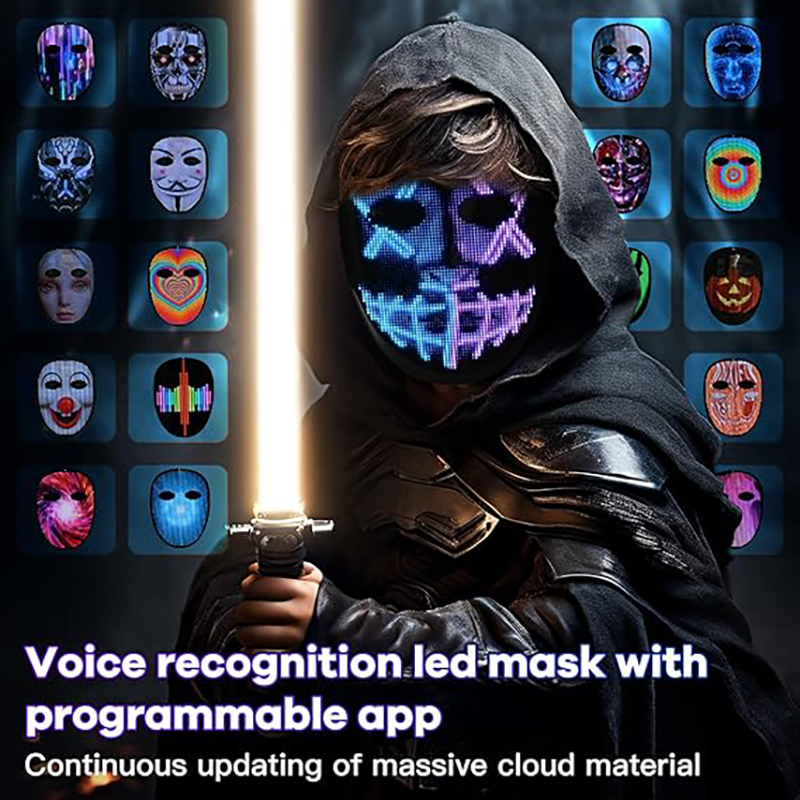 音声認識ジェスチャーセンシング付きLEDマスク、プログラム可 - Led Purge Mask Halloween のレビューと価格