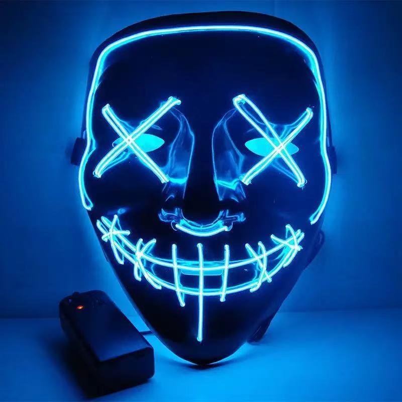 LED発光ブラックV字型マスク、仮面舞踏会応援グッズ、ELゴ - Led Purge Mask Halloween のレビューと価格